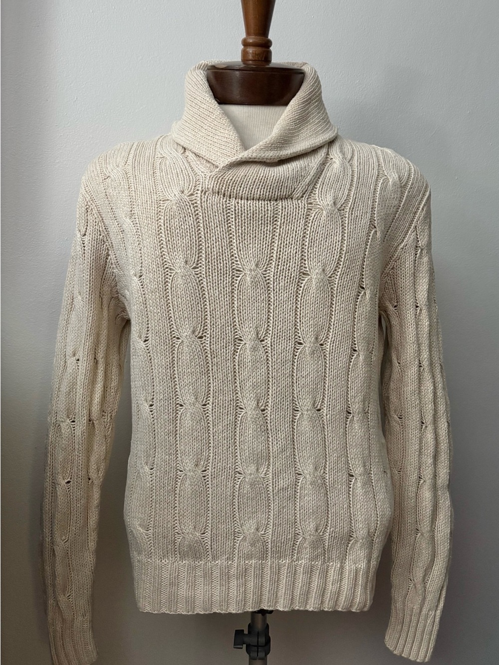 Polo Ralph Lauren Unisex Cream Hand-Knit "jumper" Sweater, Large, GUC